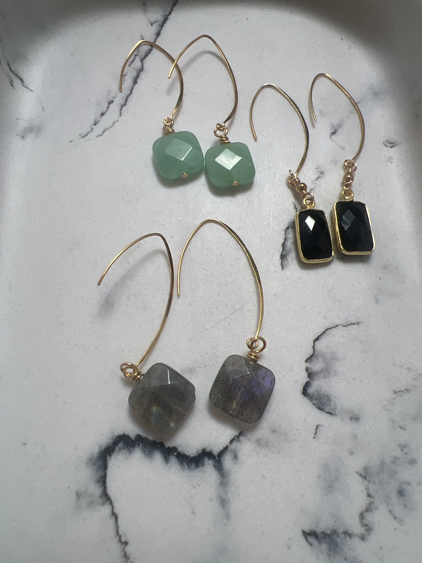18K plated Gemstone hook Earrings
