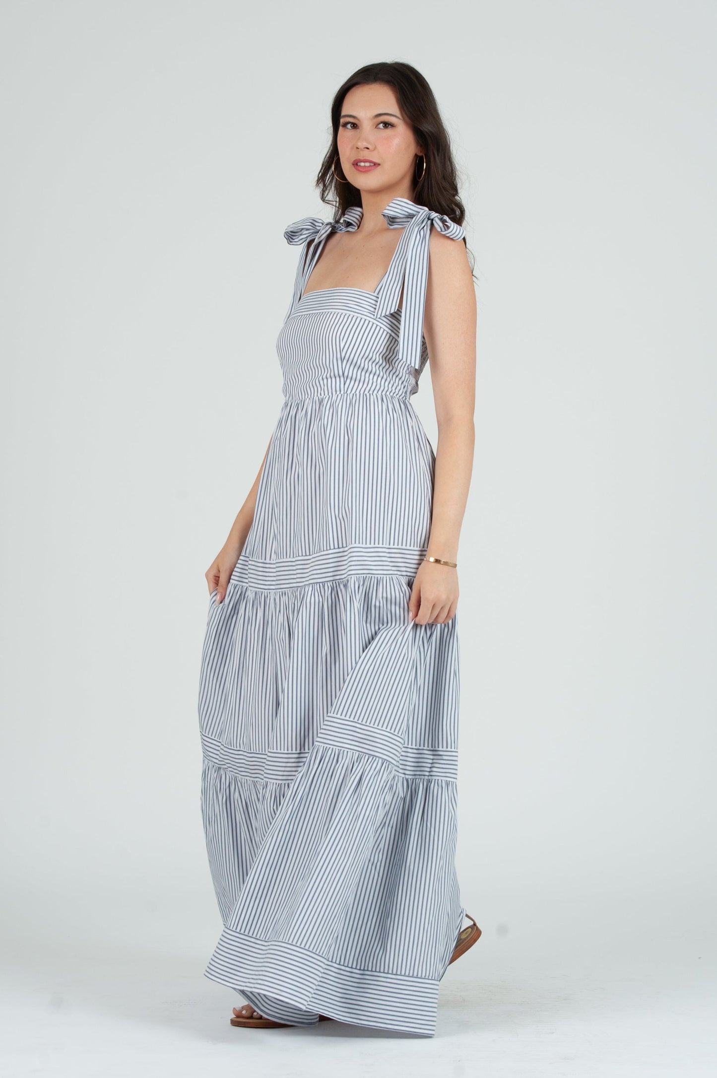 Women's Striped Maxi Tier Dress