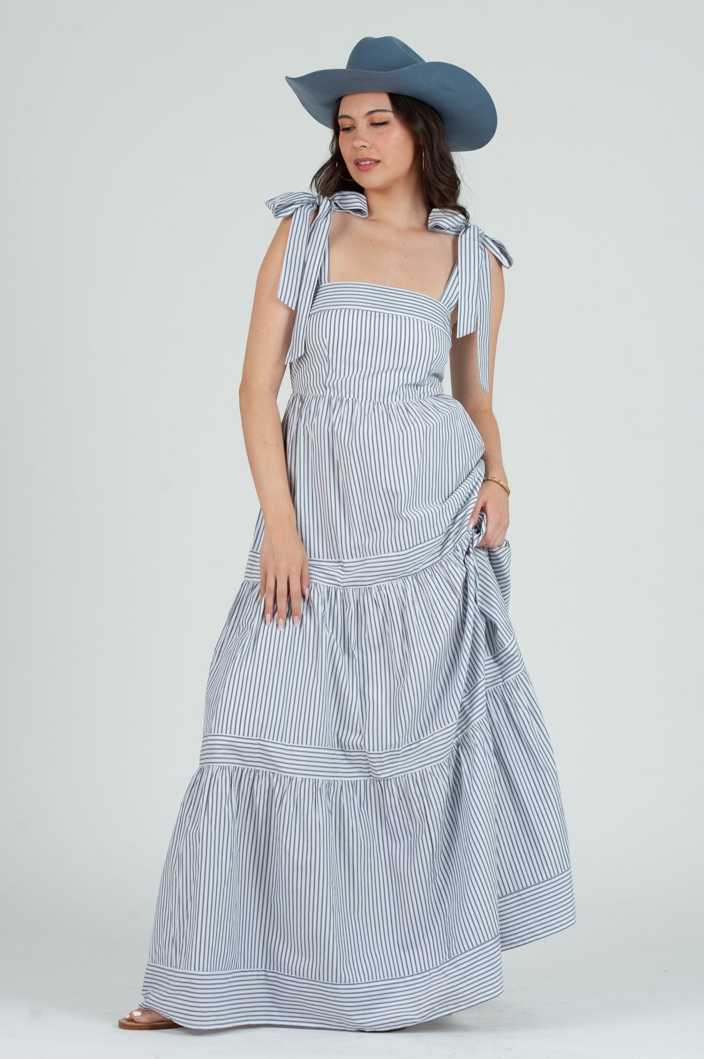 Women's Striped Maxi Tier Dress