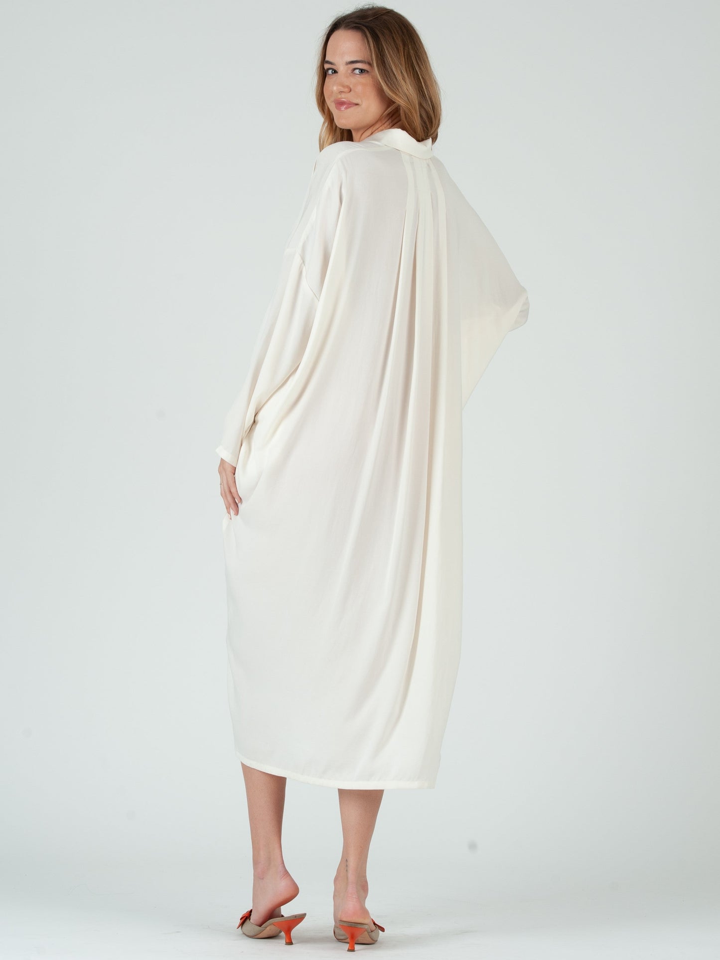 Women’s Silky Maxi Shirt Dress