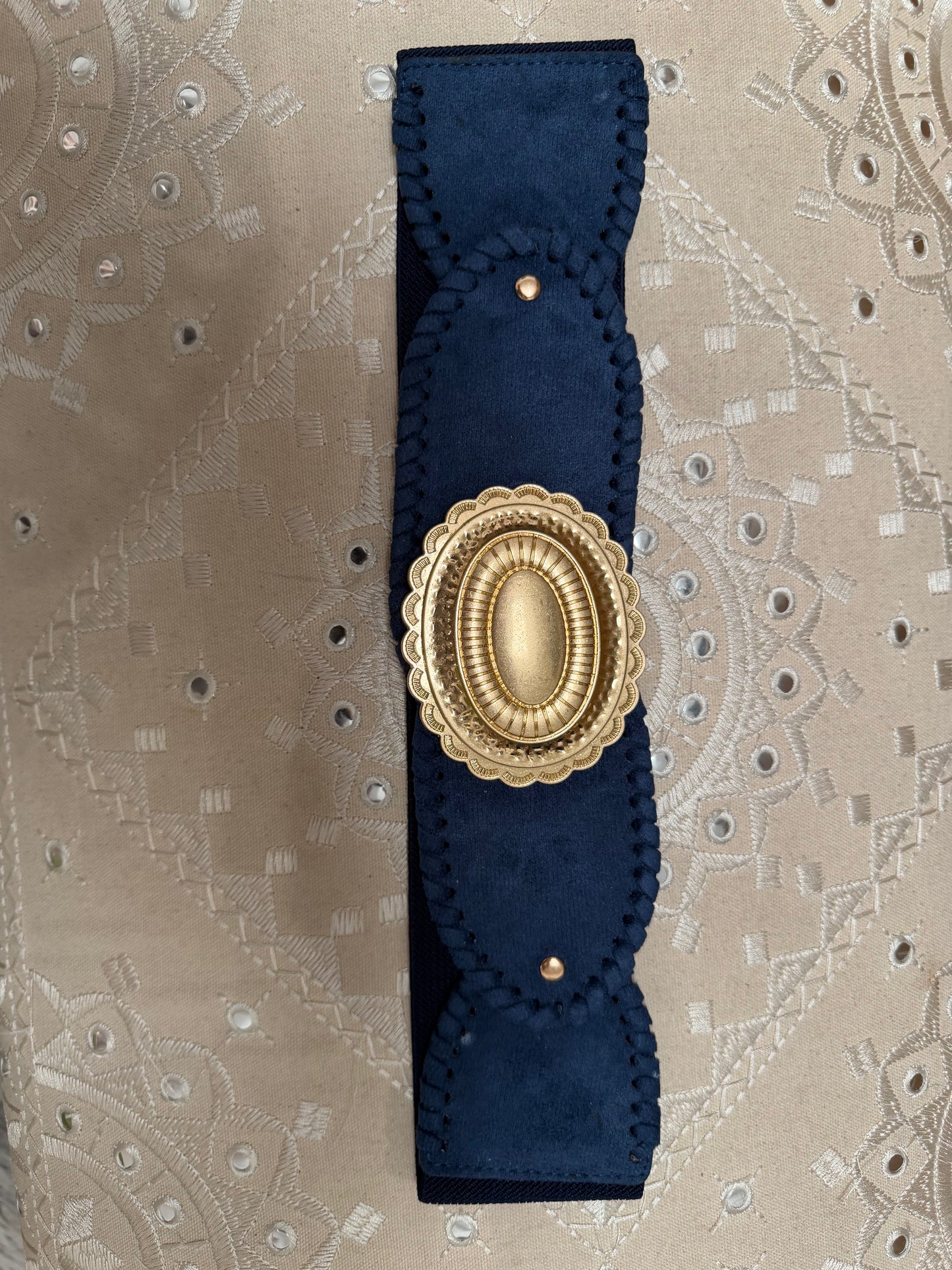 Women’s Navy Gold Buckle Belt