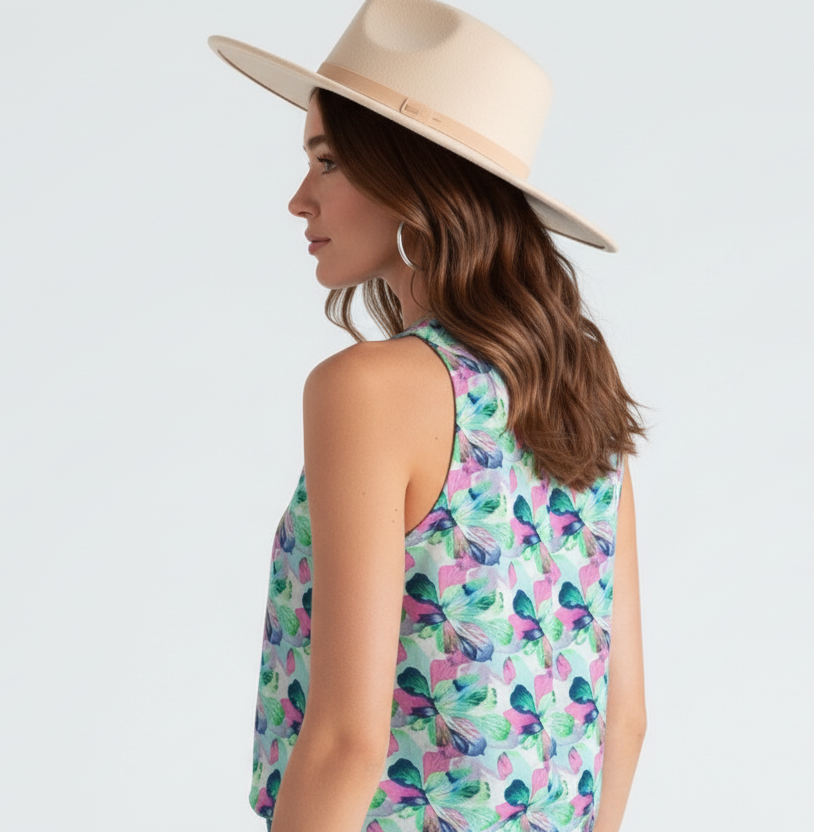 Women’s Floral Surplice Sleeveless Blouse