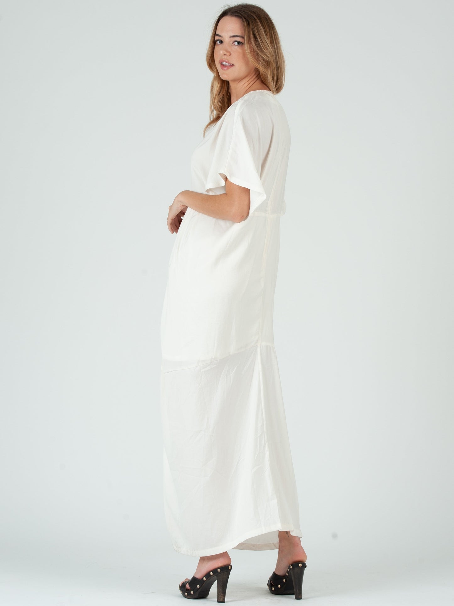 Women’s Satin Pleated Maxi Dress
