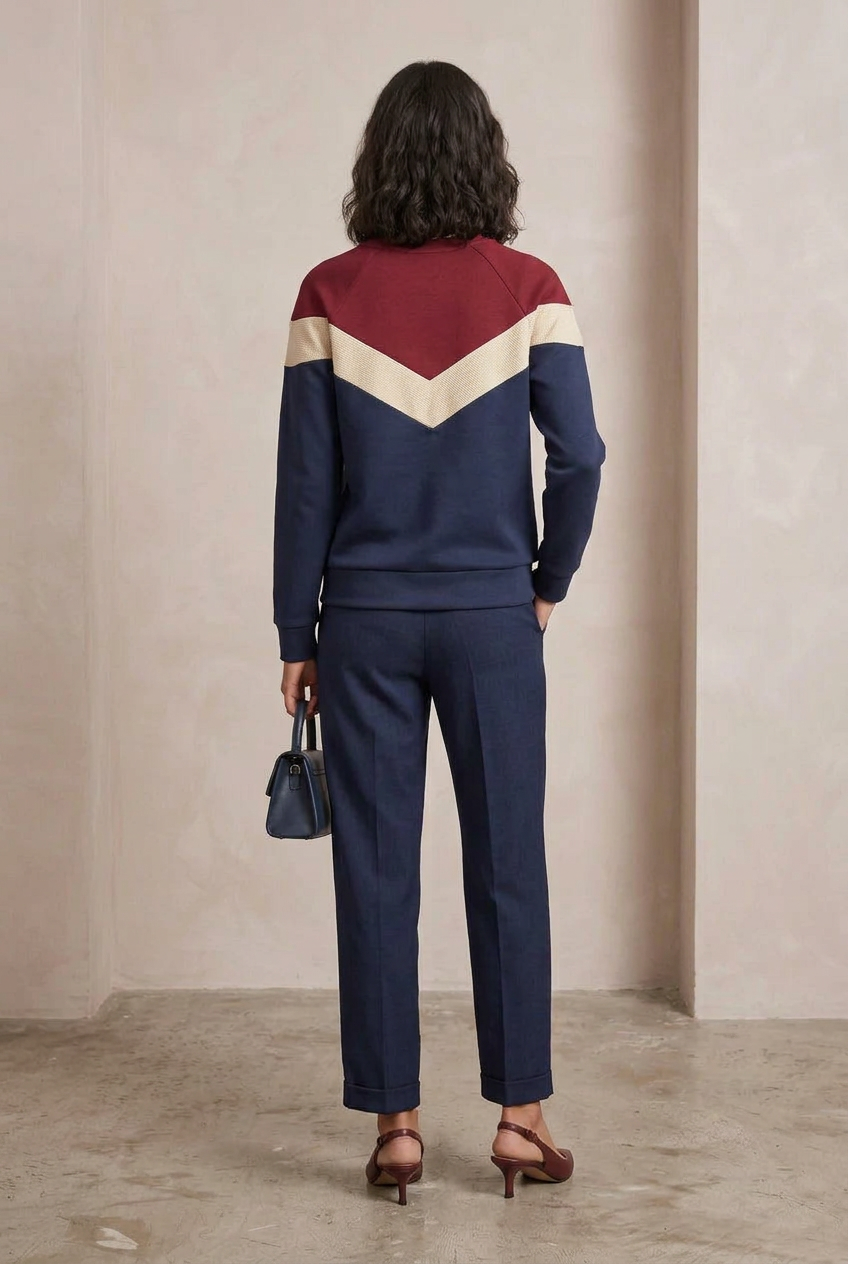 Women’s Neoprene Chevron Color Block Sweatshirt