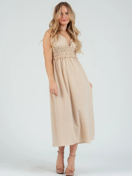 Women's Striped Midi Dress