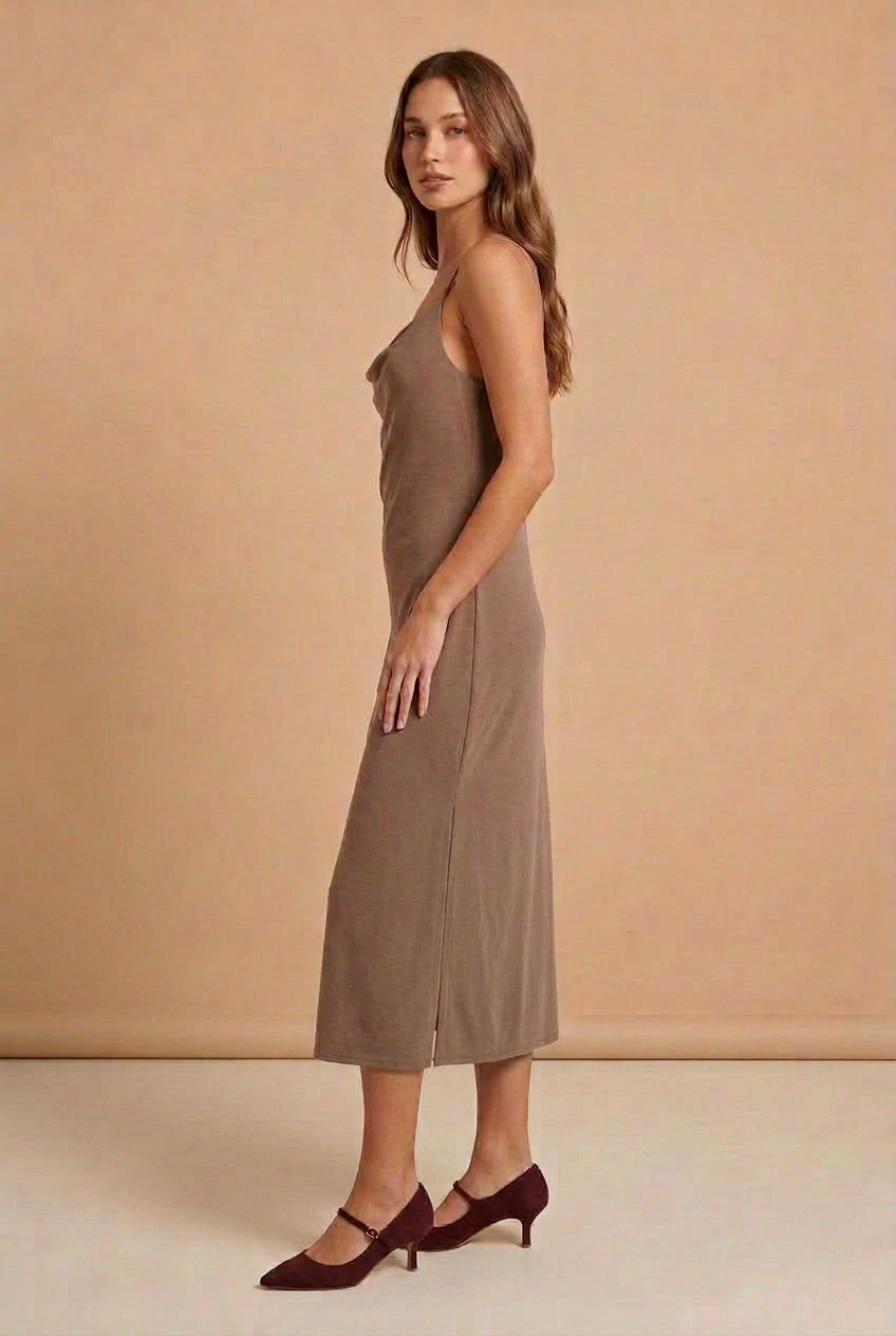 Women’s Drape Neck Jersey Midi Dress