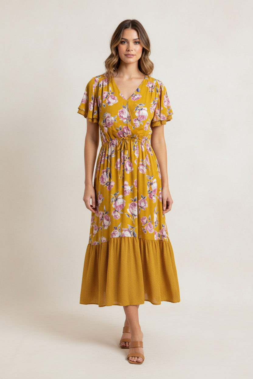Women’s Floral + Dot Mix Print Dress
