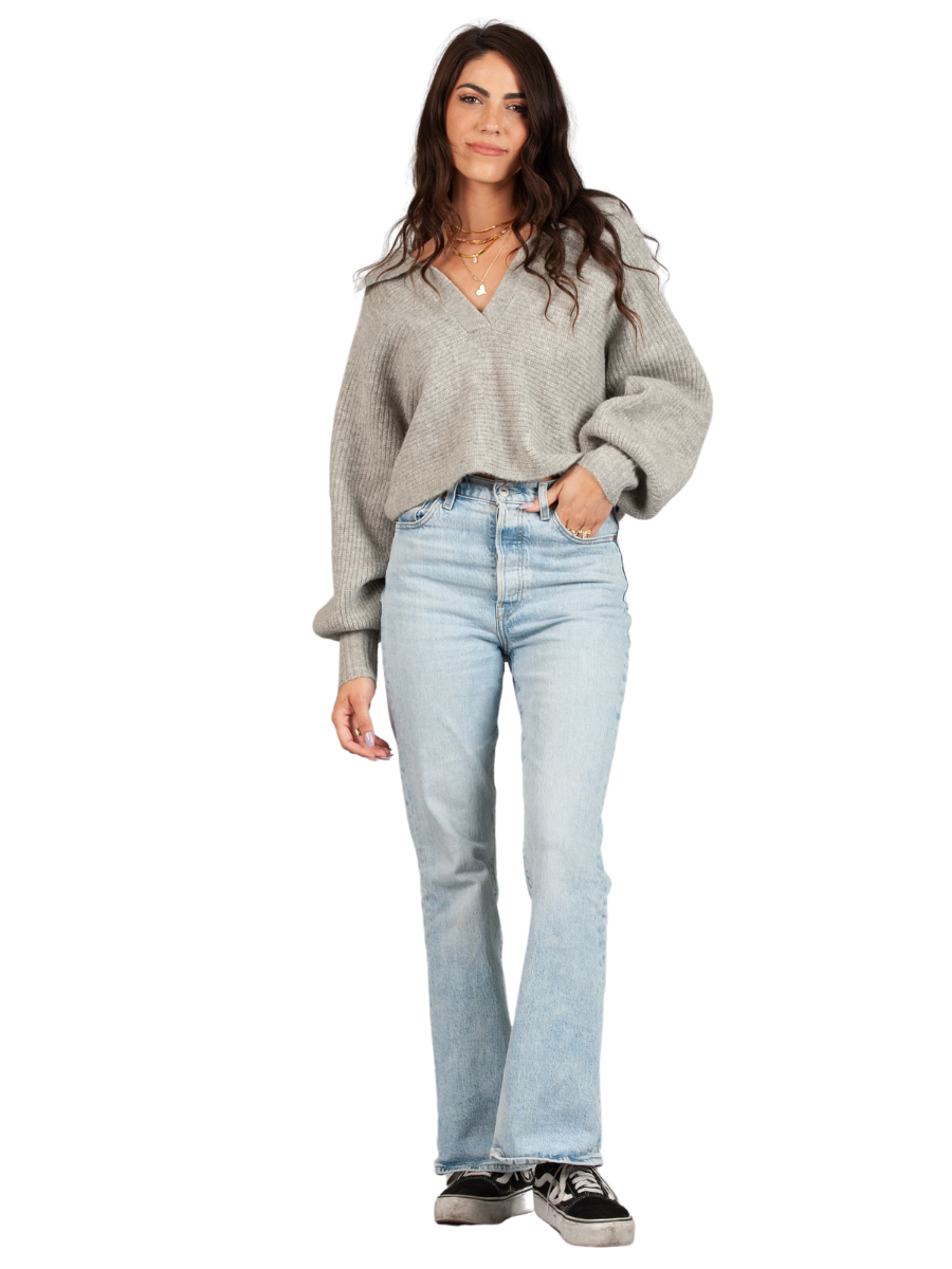 Women’s Henley Collar Ribbed Sweater