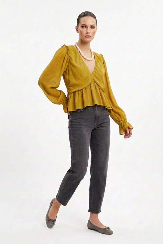 Women’s Drape V Neck Blouse
