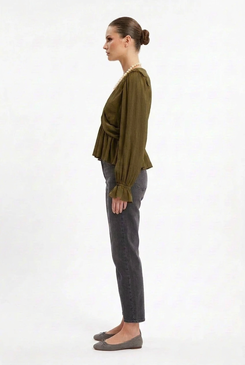 Women’s Drape V Neck Blouse
