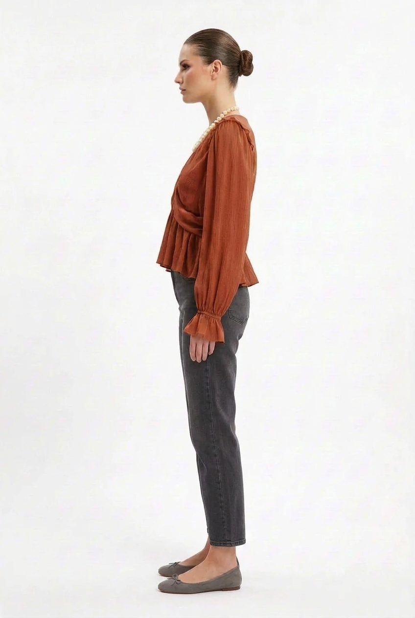 Women’s Drape V Neck Blouse