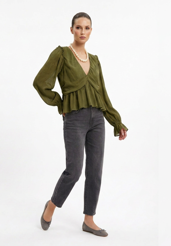 Women’s Drape V Neck Blouse