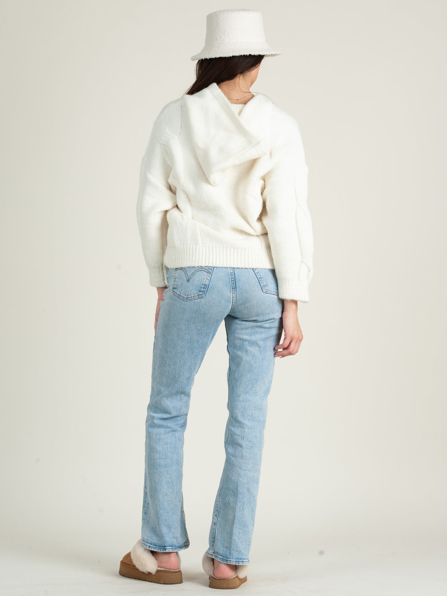 Women’s Cable Knit Sweater with Hood