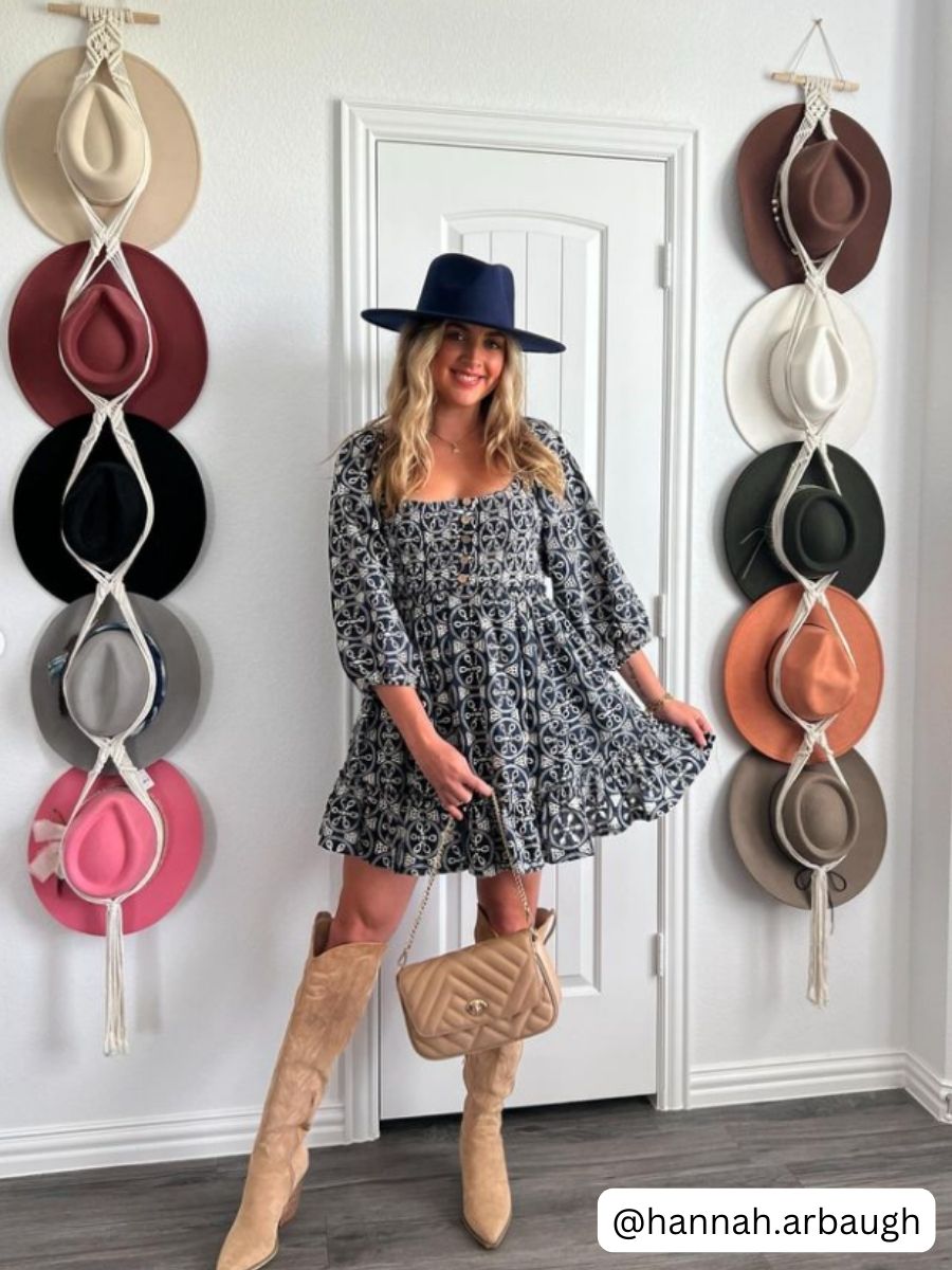 NAVY EYELET DRESS