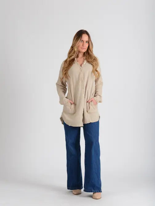 Women's Solid Double Gauze Button Down Tunic Top