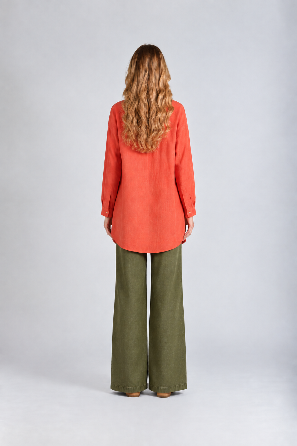Women's Solid Double Gauze Button Down Tunic Top