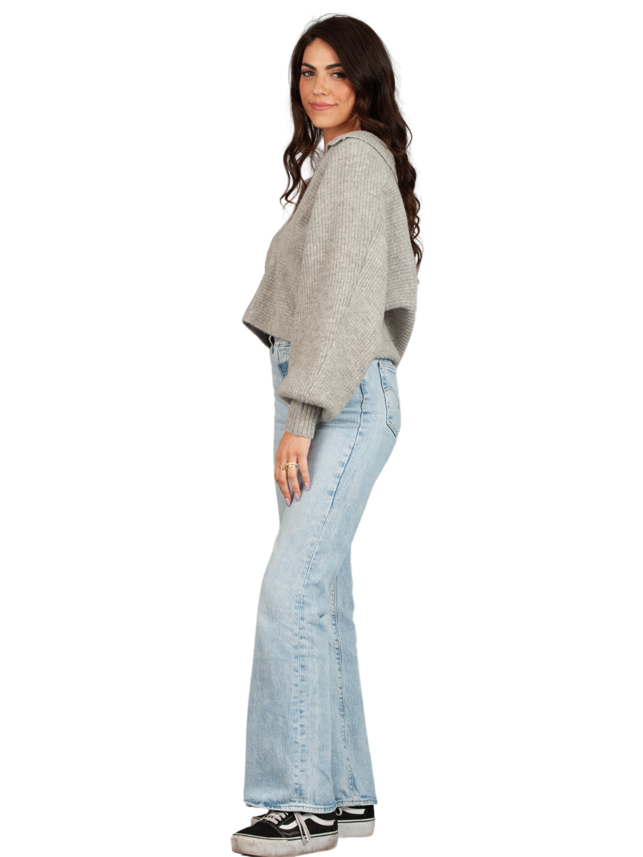 Women’s Henley Collar Ribbed Sweater