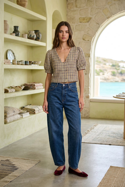 Women’s Tweed Crop Blouse