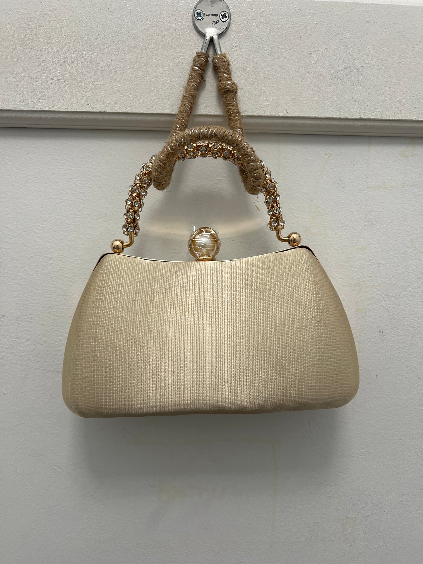 Women’s Satin Pleated Jewel Handle Clutch