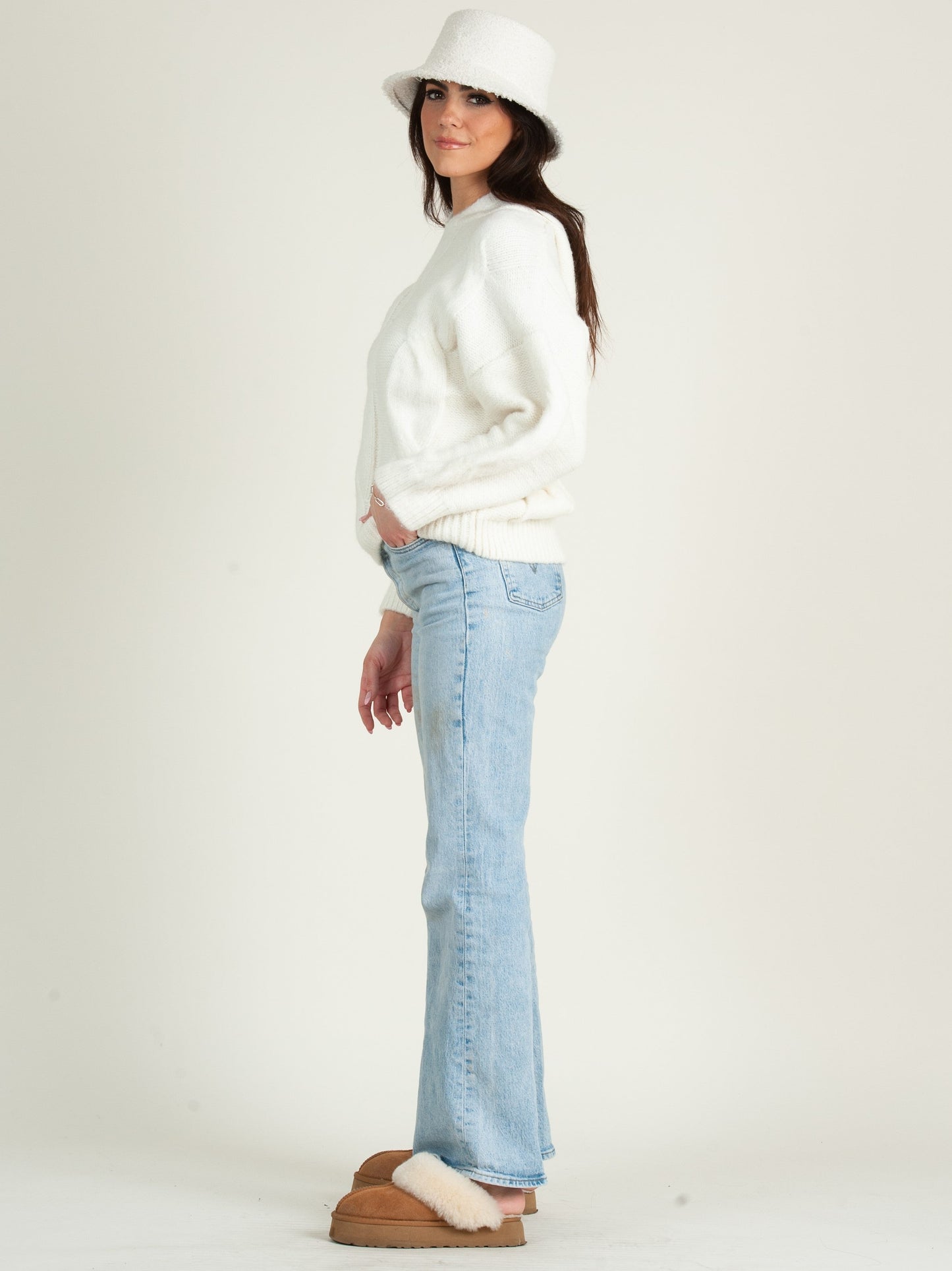 Women’s Cable Knit Sweater with Hood