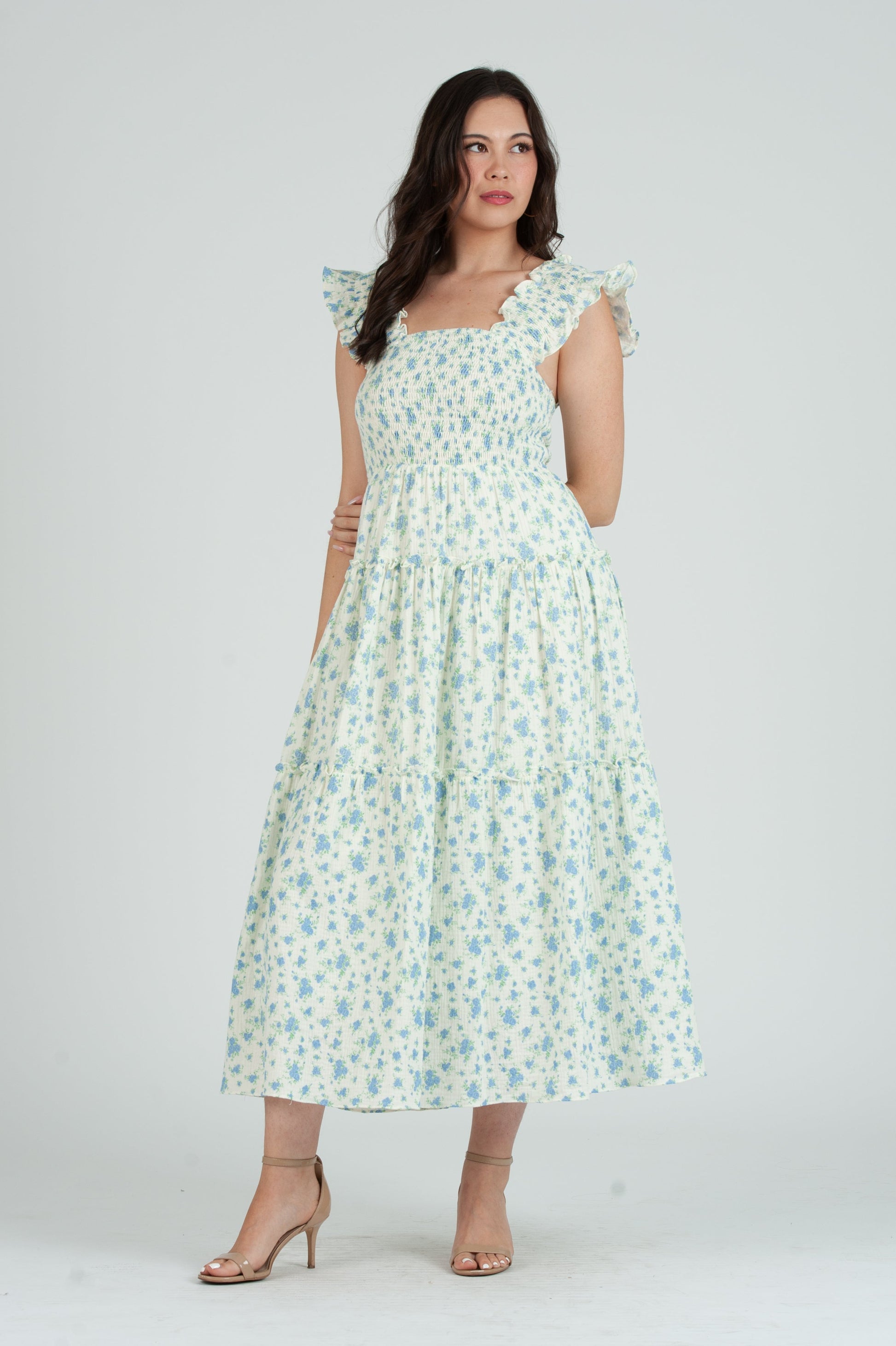 ruffle strap smocked midi dress alwaysmeliss on LTK