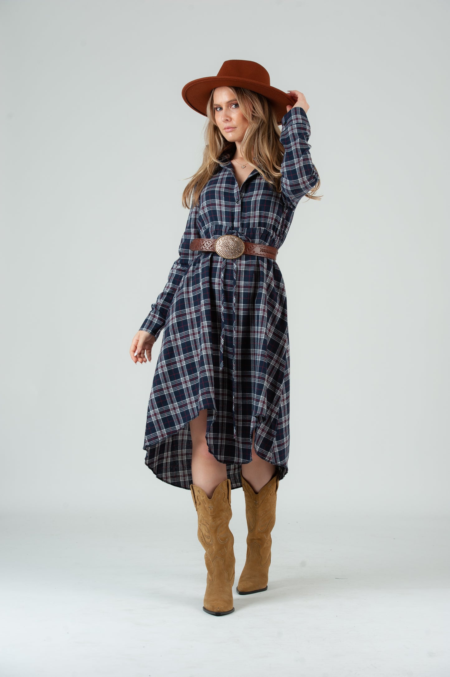 Women’s Flannel Midi Shirt Dress