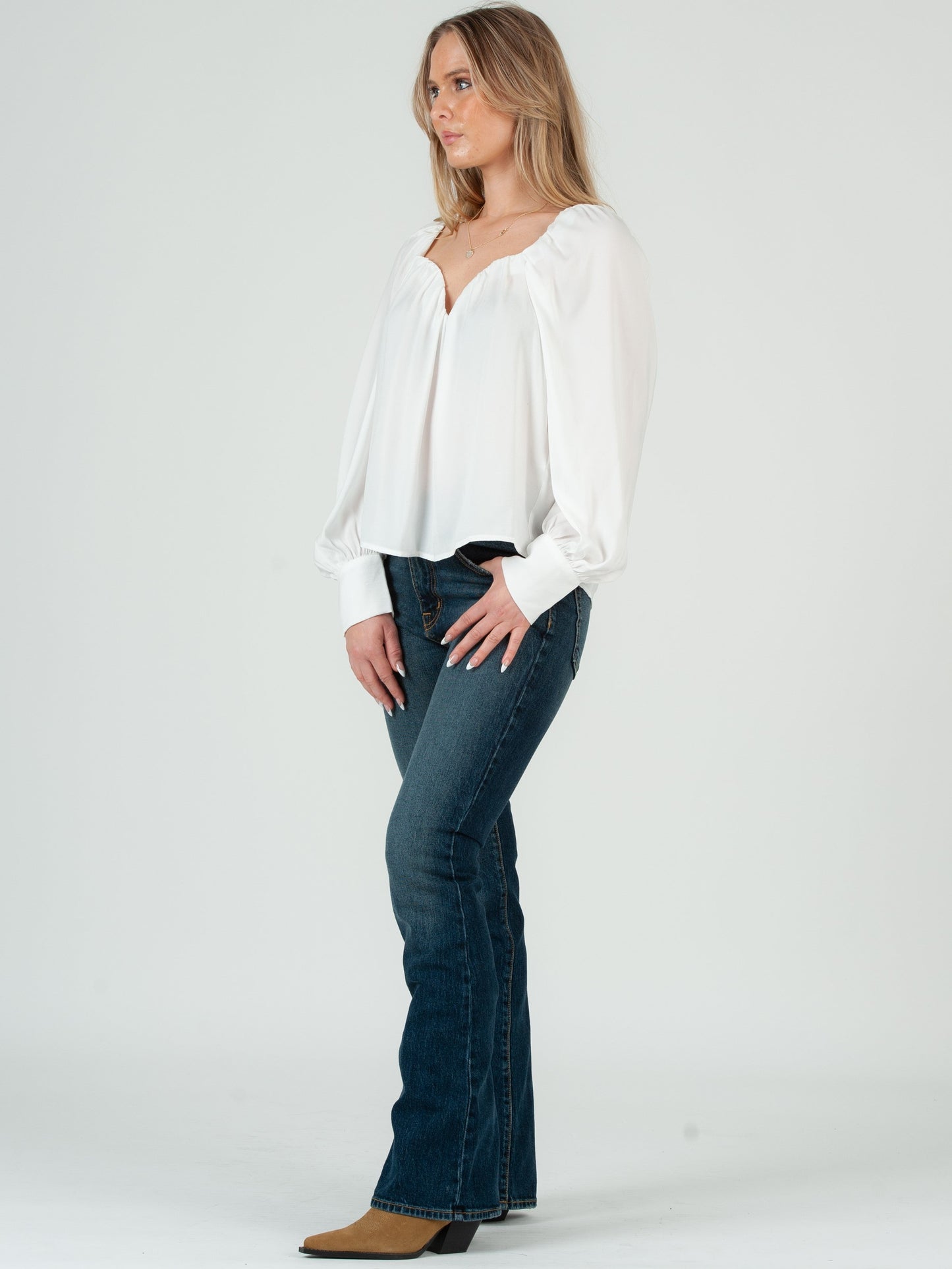 Women’s Satin Sweetheart Neckline Blouse