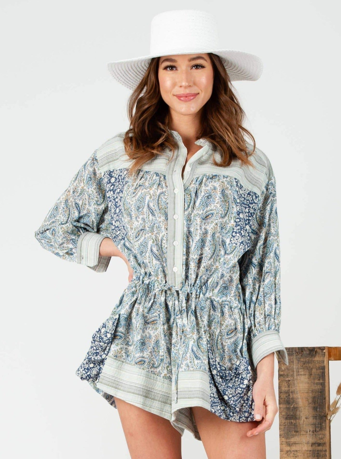 Women’s Paisley Print Mix Romper