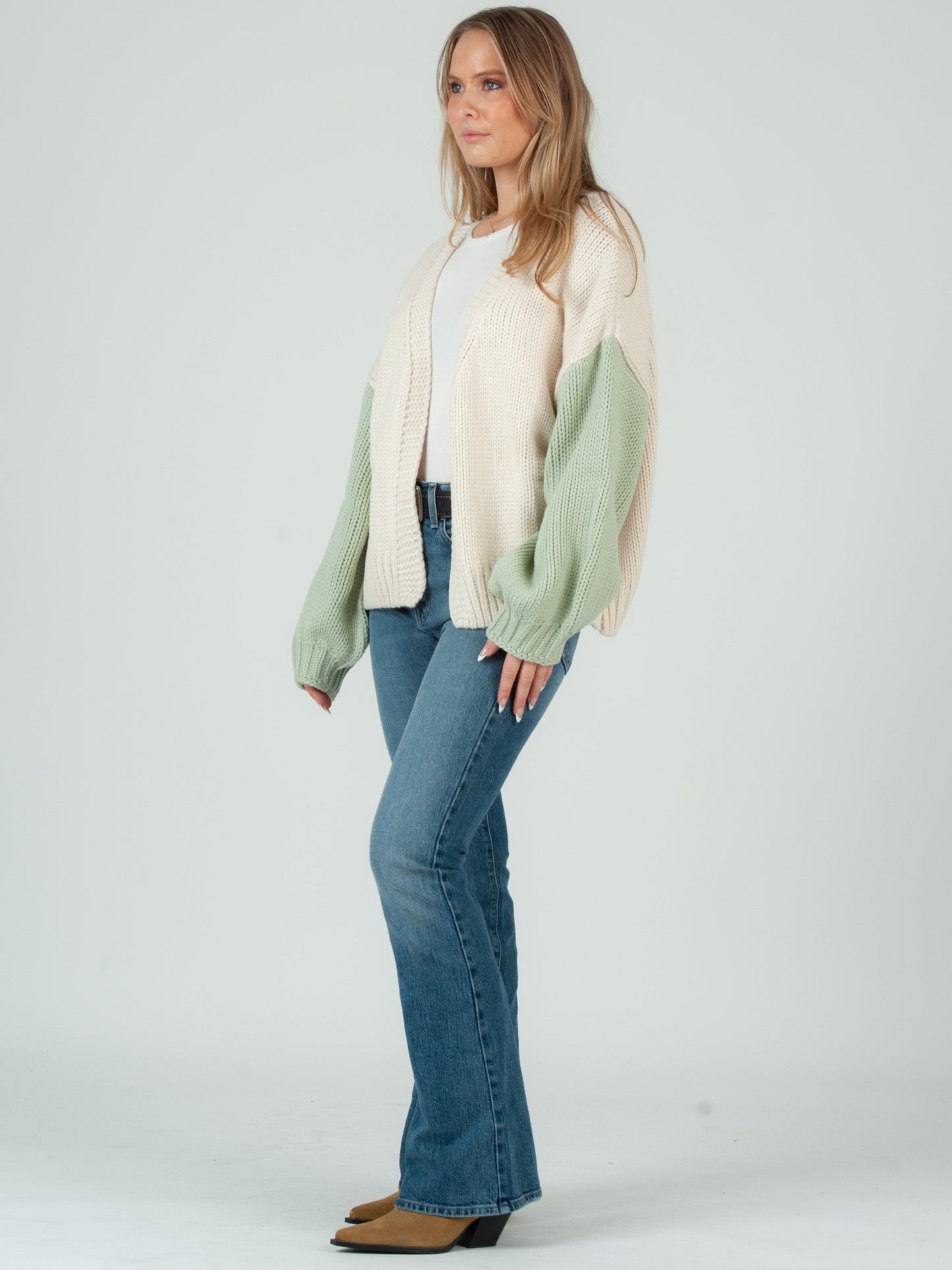 Women’s Hand Knitted Color Block Cardigan