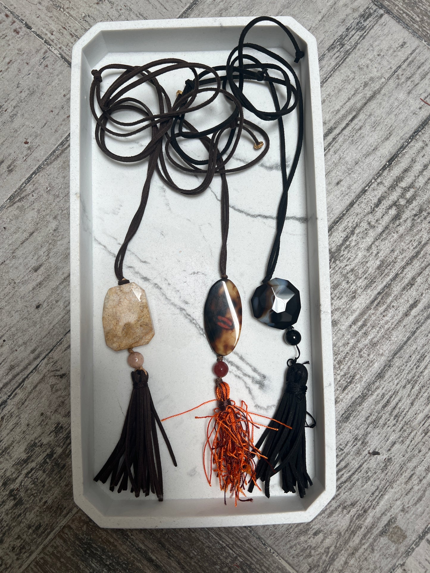 Natural Gem Stone Tassel Necklace
