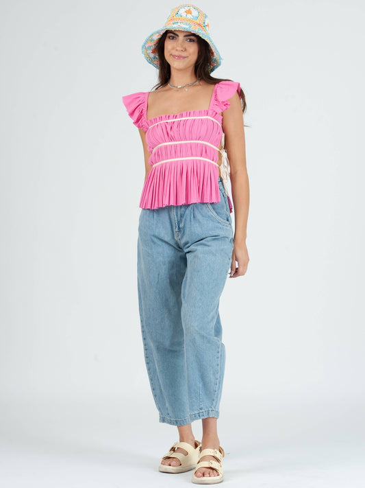 Women’s Cotton Pleat Cami Tank Top