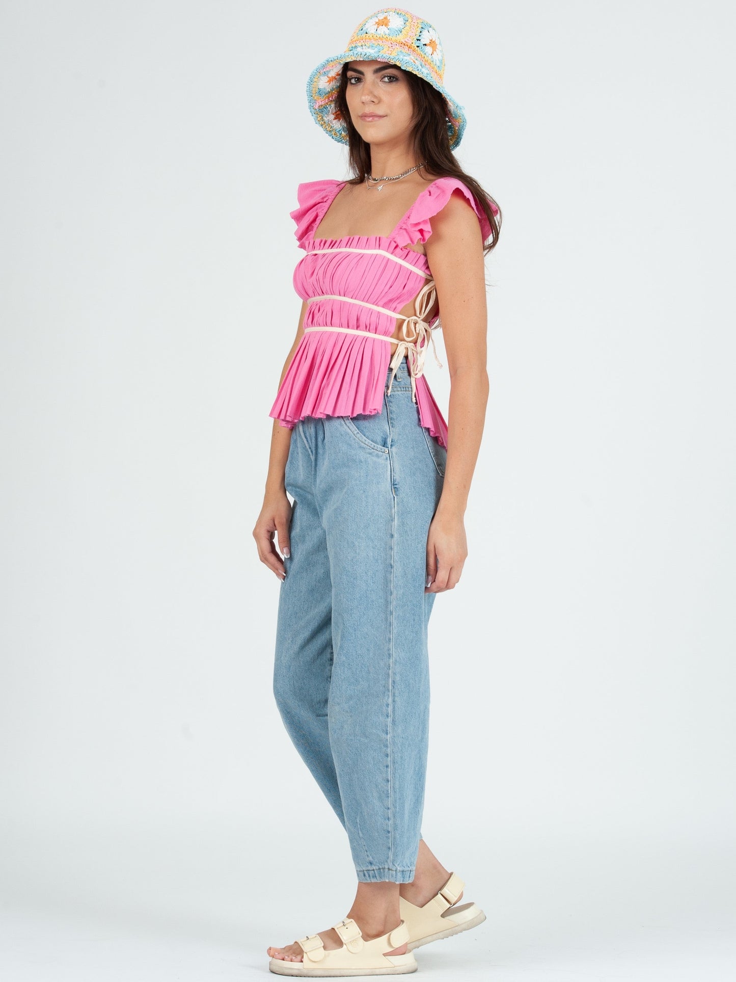 Women’s Cotton Pleat Cami Tank Top