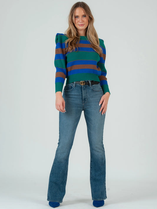 Fall Winter Holiday striped crew neck sweater