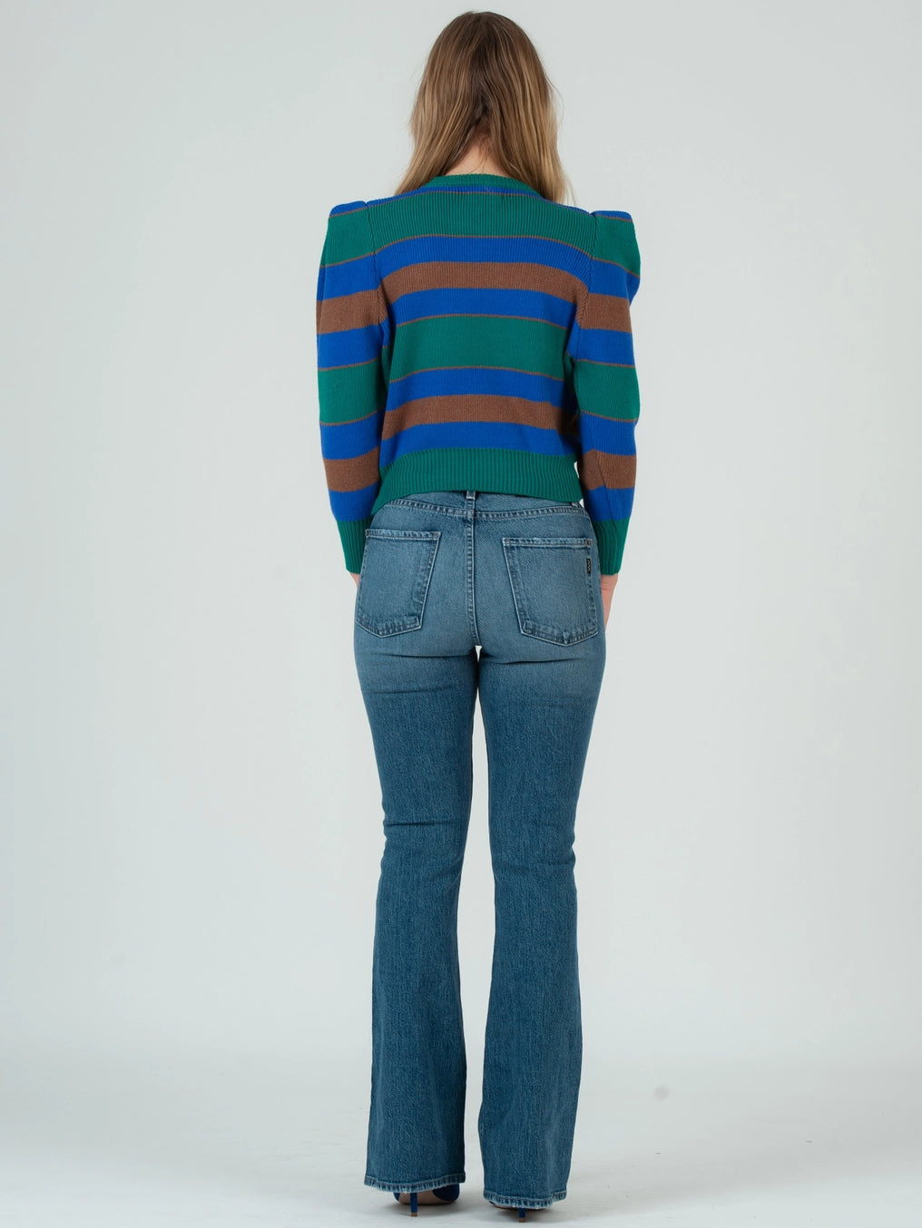Fall Winter Holiday striped crew neck sweater