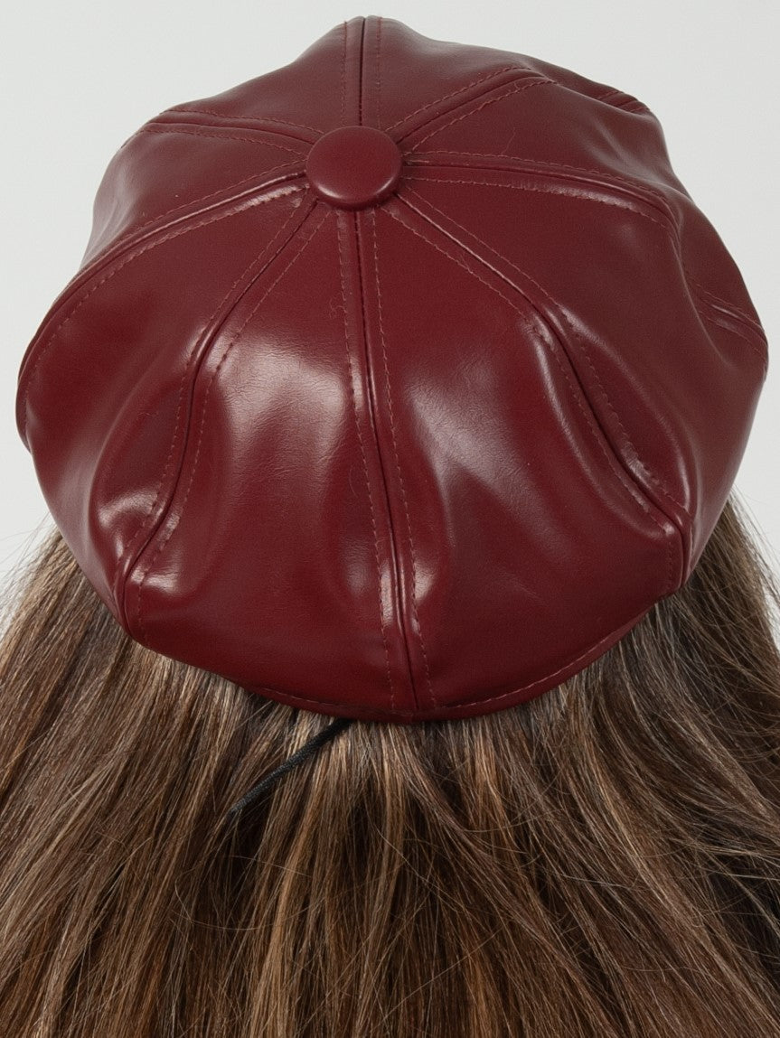 Women’s Faux Leather Newsie Cap