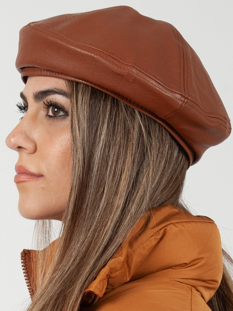Women’s Faux Leather Newsie Cap