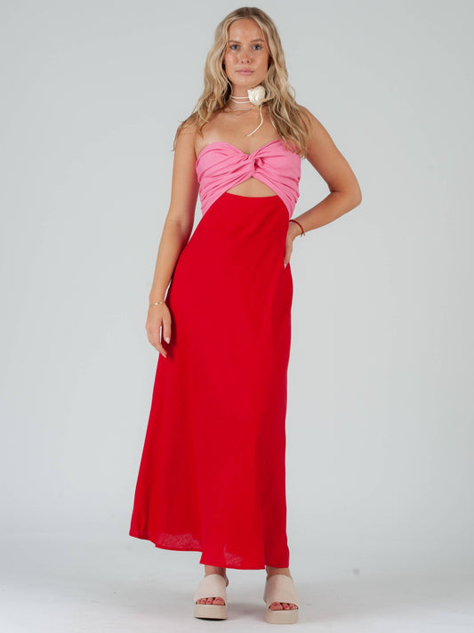 Women’s Color Block Strapless Dress
