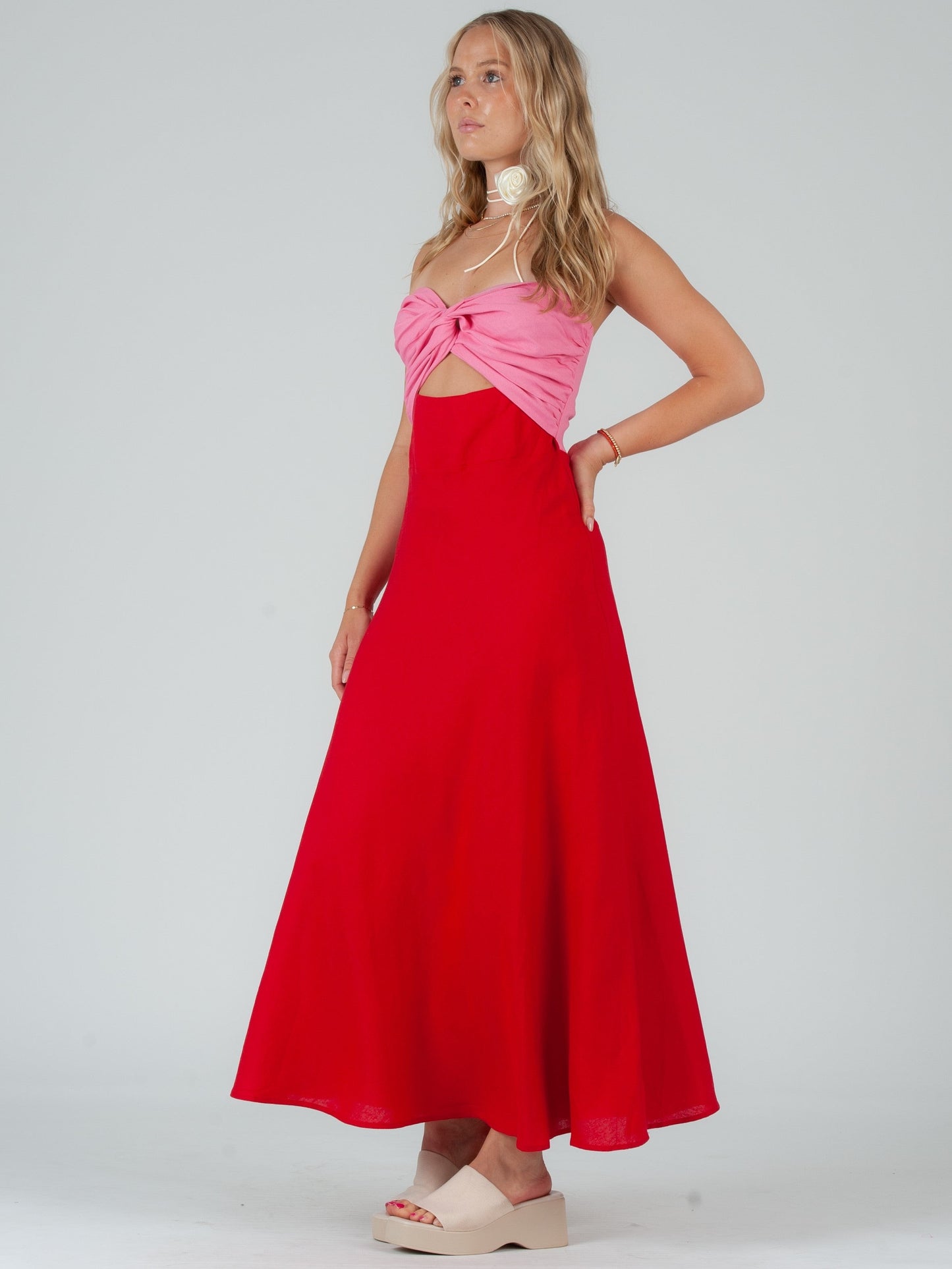 Women’s Color Block Strapless Dress