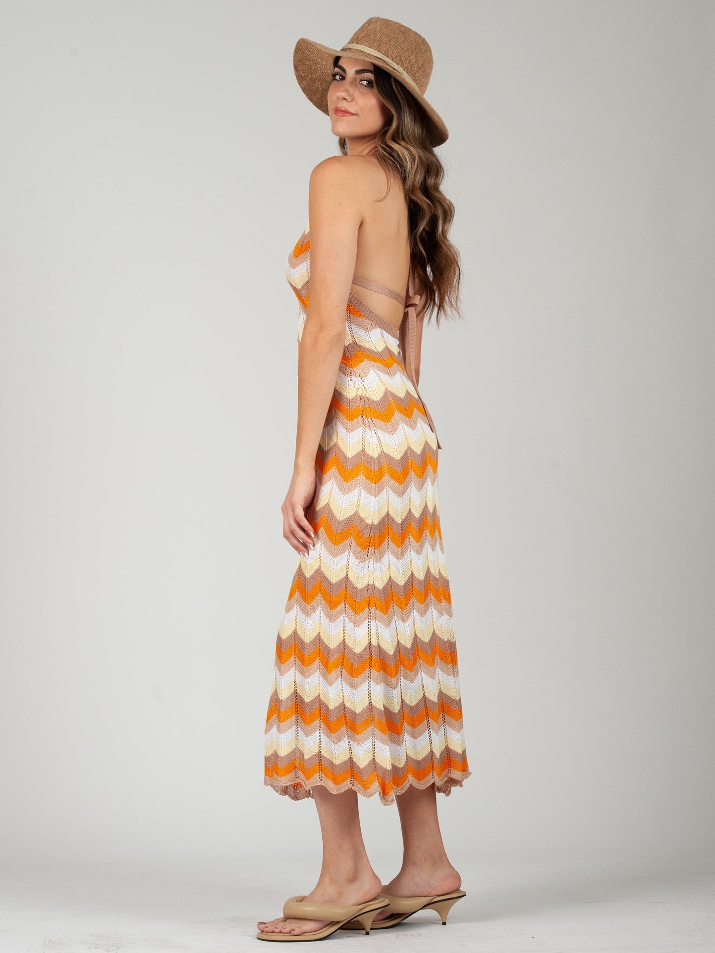 Women’s Rayon Chevron Crochet Halter Dress