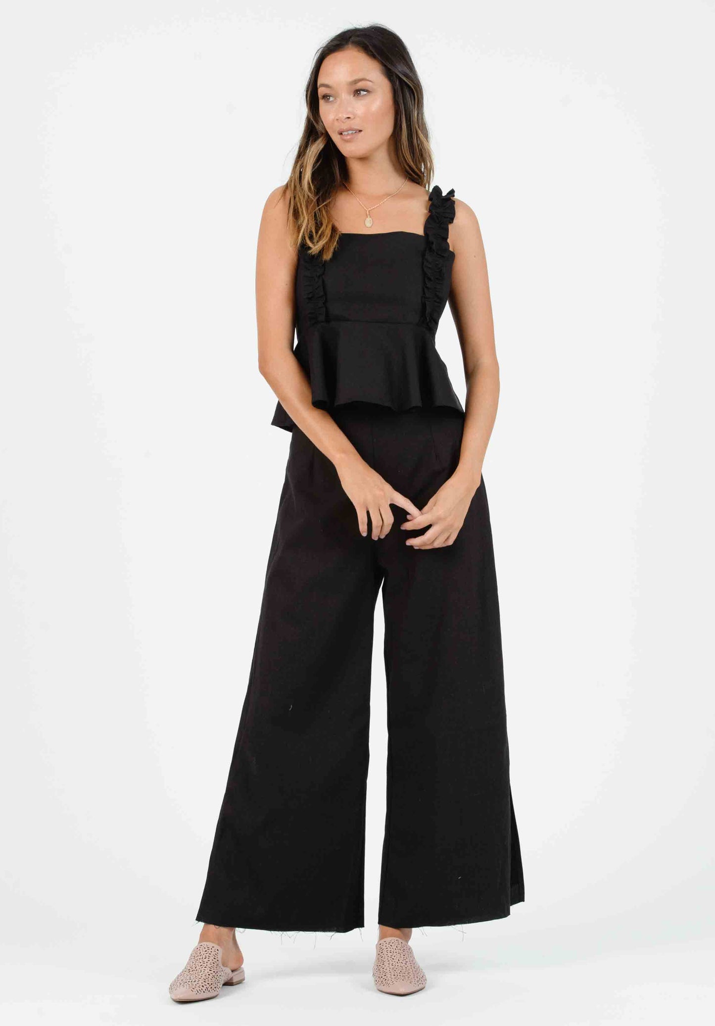 Women’s Cotton Linen Rayon Wide Leg Pants