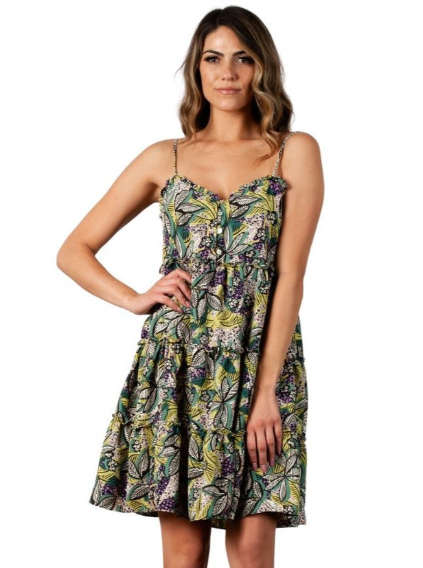 Women’s Leaf Print Babydoll Dress