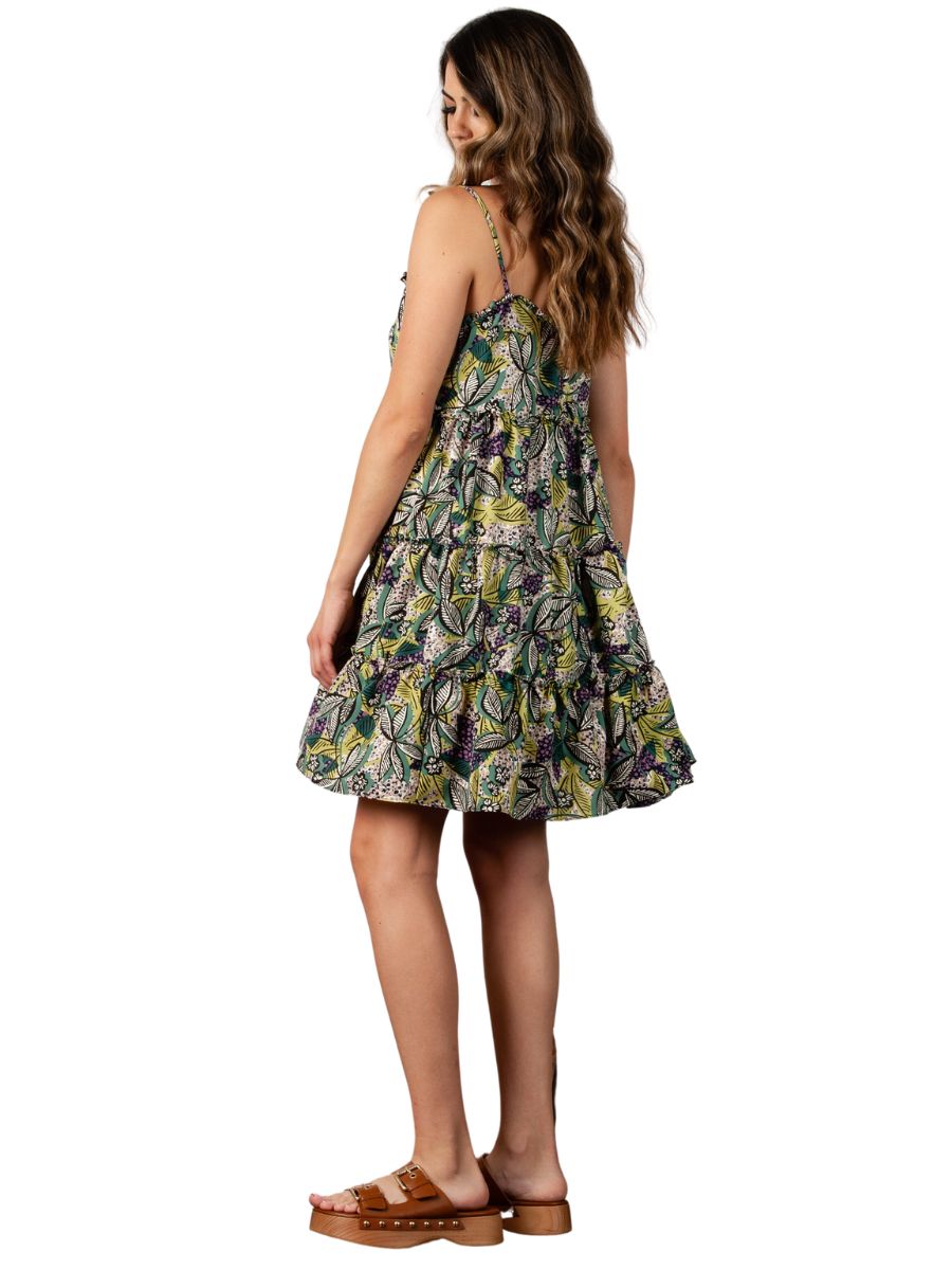 Women’s Leaf Print Babydoll Dress