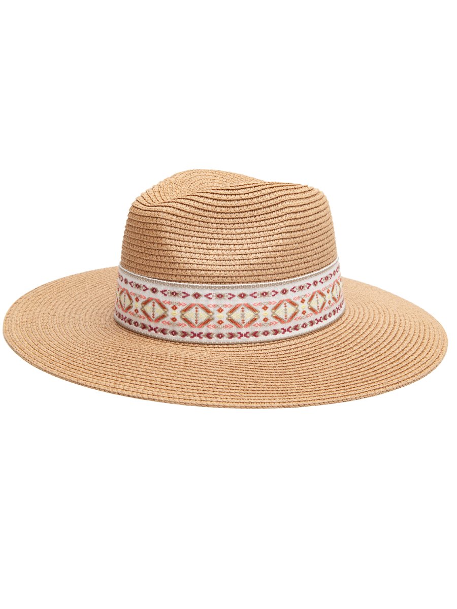 Women’s Raffia Sun Hat with Tribal Ribbon
