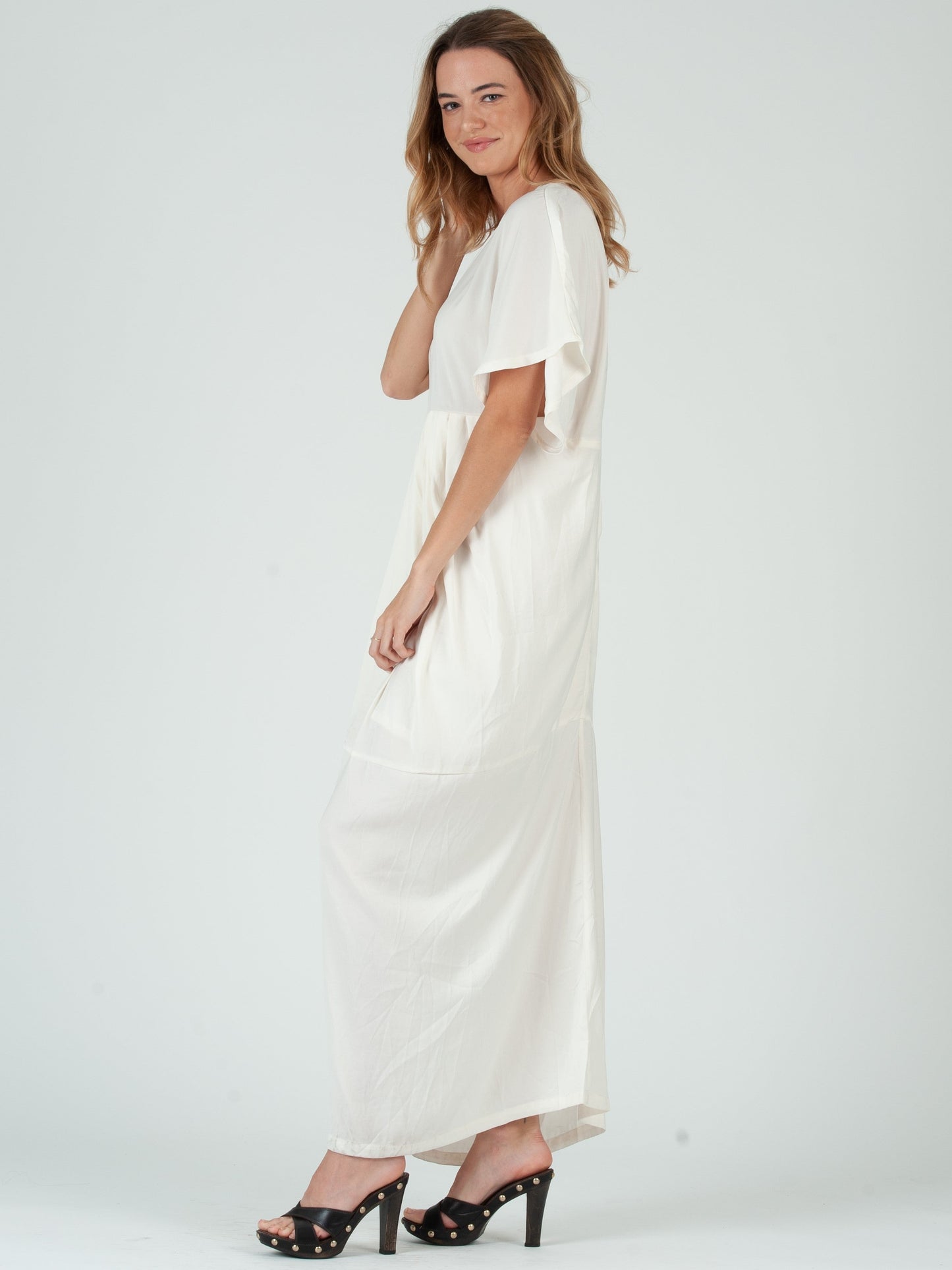 Women’s Satin Pleated Maxi Dress
