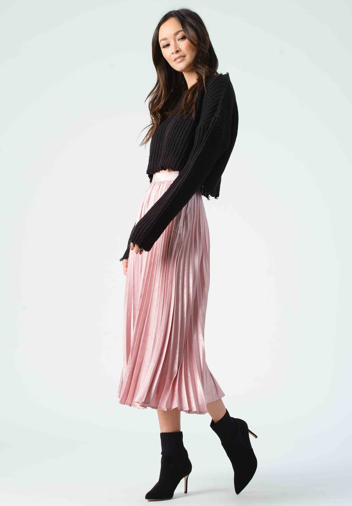 Women’s Zebra Embossed Pleated Midi Skirt