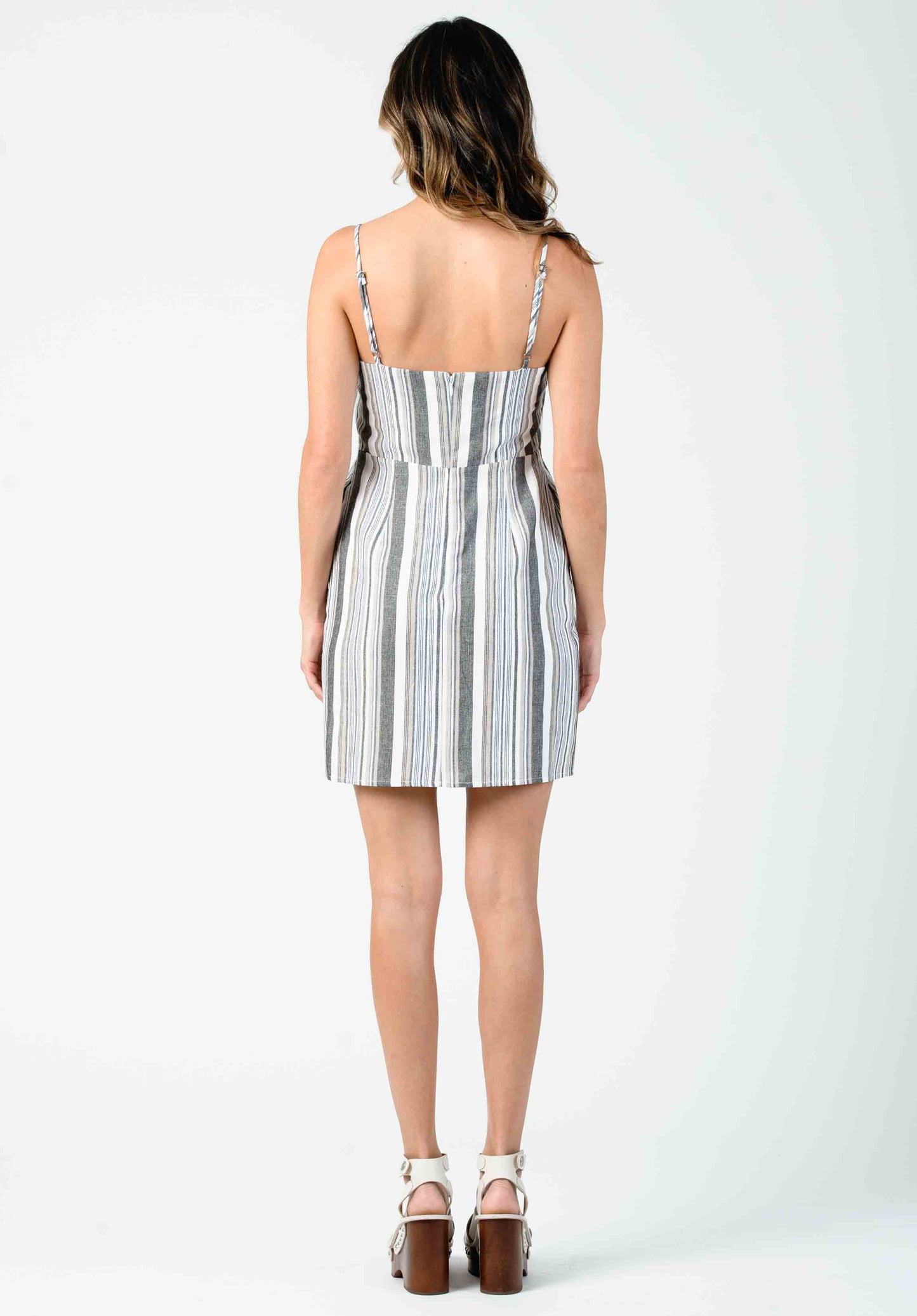 Women's Linen Striped Mini Dress