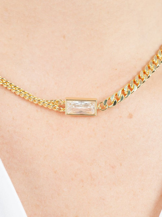 MARIE MULTI CHAIN NECKLACE-GOLD/WHITE