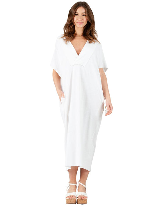 NAMASTE KNIT MAXI DRESS-WHITE