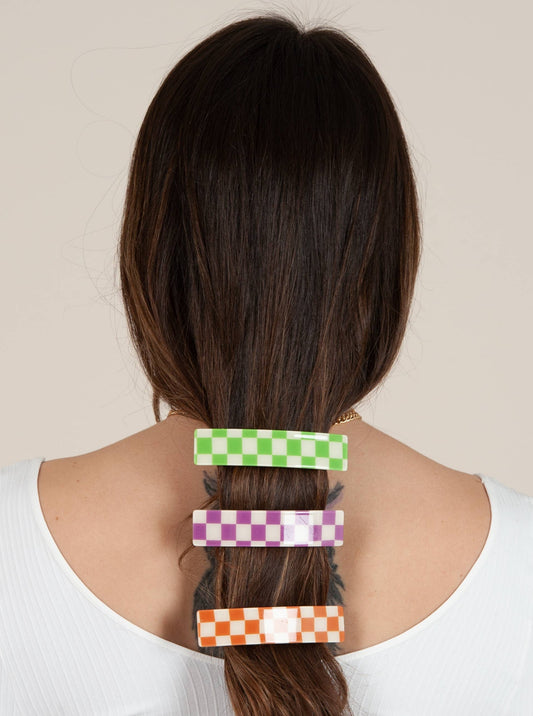 CHECKER PRINT HAIR CLIPS