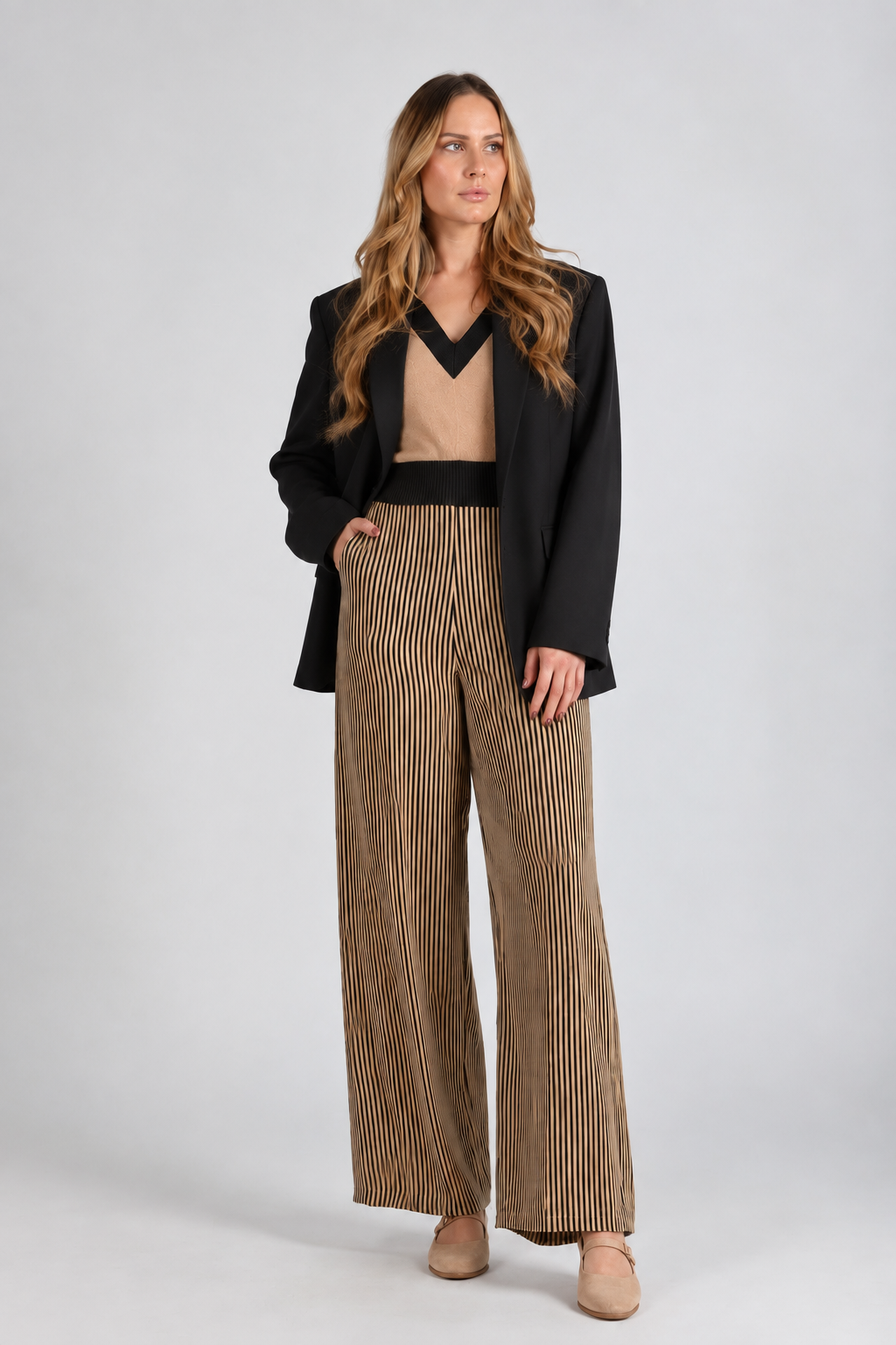 Women's Woven Striped Contrast Jumpsuit